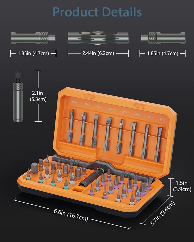 Upgraded 42 in 1 Magnetic Screwdriver Set, Ankilo DIY Ratchet Screwdriver Set, Multi Bit Magnetic Drive with 40 PCS Magnetic Bits, Portable Repair Tool Kit for Valentine's Day Gifts Home, Bike Repairs