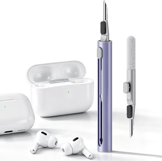 Hyashee Cleaner Kit for Airpods Pro 1 2 3 Multi-Function Cleaning Pen with Soft Brush Flocking Sponge for Bluetooth Earphones Case Cleaning Tools (Lavender Purple)
