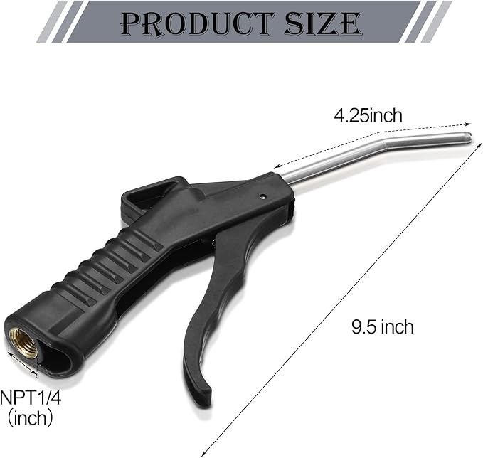 Honoson Air Nozzle Blower Gun Pistol Grip Air Blow Tool Compressor Accessories for Industrial Household Mechanics (Black,8 Pcs)
