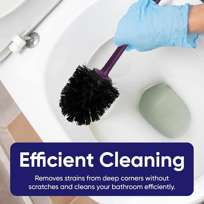 Toilet Brush Cleaner and Holder Purple 2 Pack Toilet Bowl Cleaner Brush with Scrubbing Wand, Brush and Storage Caddy for Easy Bathroom Cleaning
