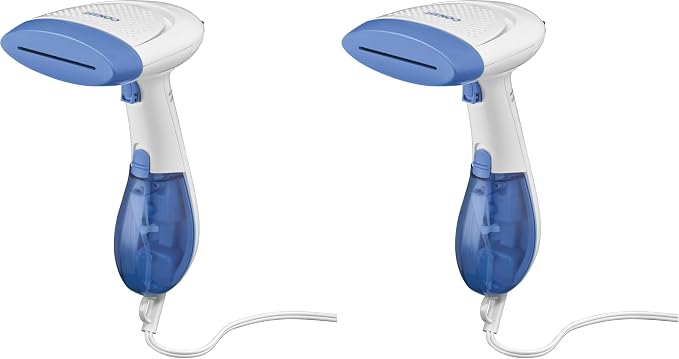 Conair Handheld Garment Steamer for Clothes, ExtremeSteam 1200W, Portable Handheld Design, White/Blue (Pack of 2)