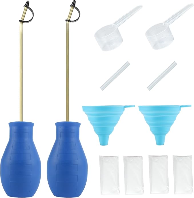 Diatomaceous Earth Duster, Powder Sprayer, (2pack) Garden Duster Applicator Dispenser with Long Plastic Tube for Organic Gardening Agricultural Supplies for Diatomaceous Earth Powder（Blue）
