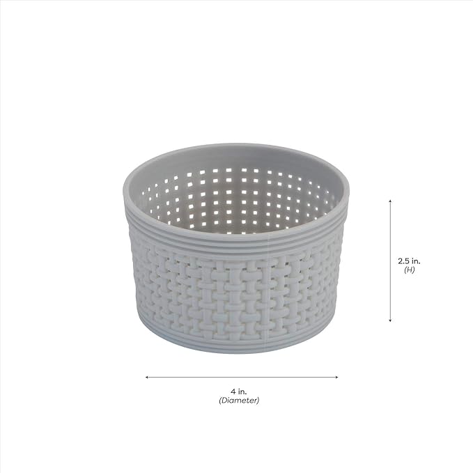 Simplify 10 Piece Organizing Set Multiple Size Bins Multipurpose Office, Desk, Dorm, Bathroom, Storage Basket, Small Items & Accessories | Grey (Pack of 6)