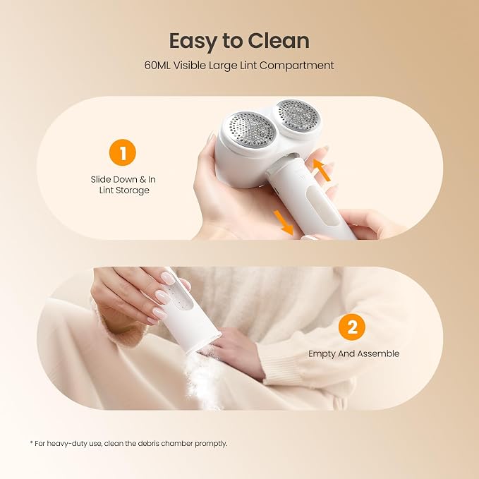 Mosthink Fabric Shaver, 2-in-1 Electric Lint Remover & Build-in Lint Brush | Dual-Head Lint shaver for Clothes Furniture | 3-Speed Fuzz & Pilling Remover | Sweater Shaver with LED Display | Rechargeable
