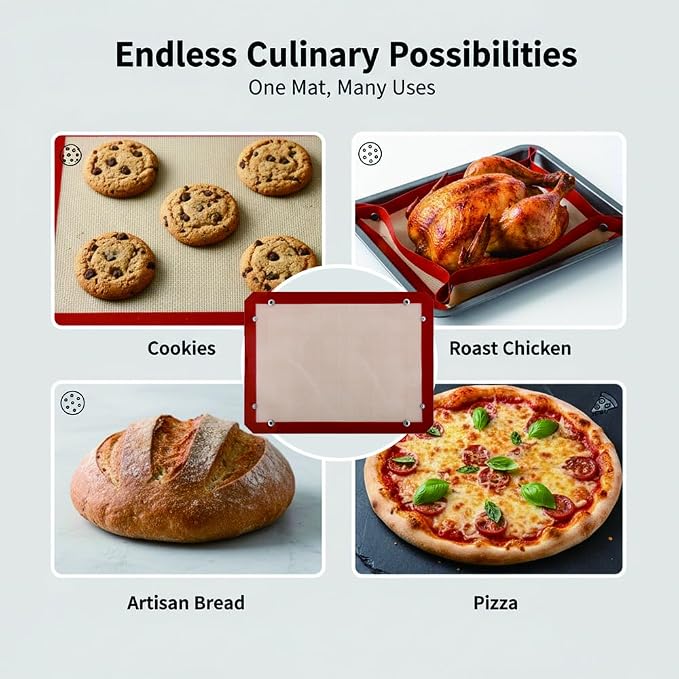 2 Pcs Silicone Baking Mat with Buckle - Leakproof, Non-Stick Silicone Fiber Oven Mat,Snap-Together Corners Form Leakproof Baking Tray,High Temp Resistant Silicone Baking Sheets for Oven(11.81×15.75in)