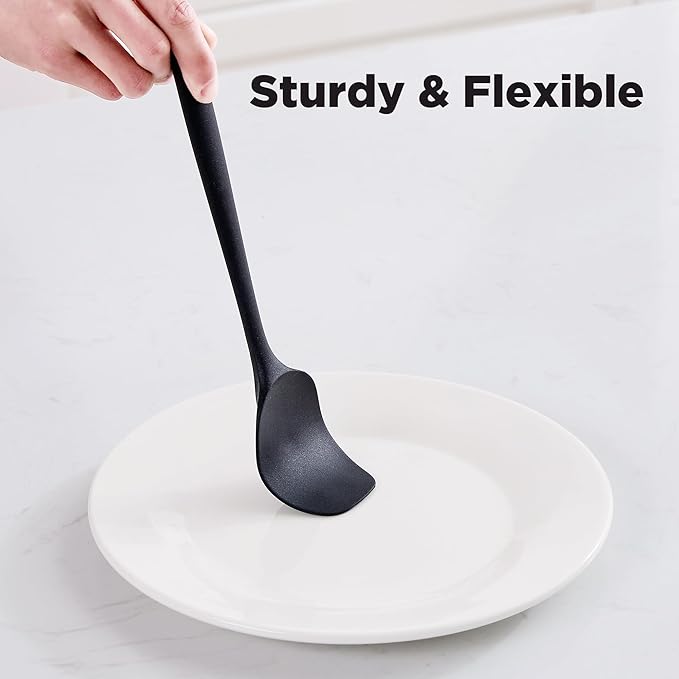 6 Pieces Silicone Spatula Set, Food Grade Rubber Spatula,Kitchen Tools for Baking, Cooking, Stirring (Black)
