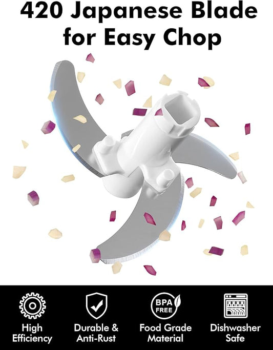 GDL Food Chopper, Pull Onion Chopper Dicer, Hand Powered Food Chopper, Fast Cutting Hand Chopper Mincer for Oinon, Garlic, Nut, 3.4 Cups 0.8L, White