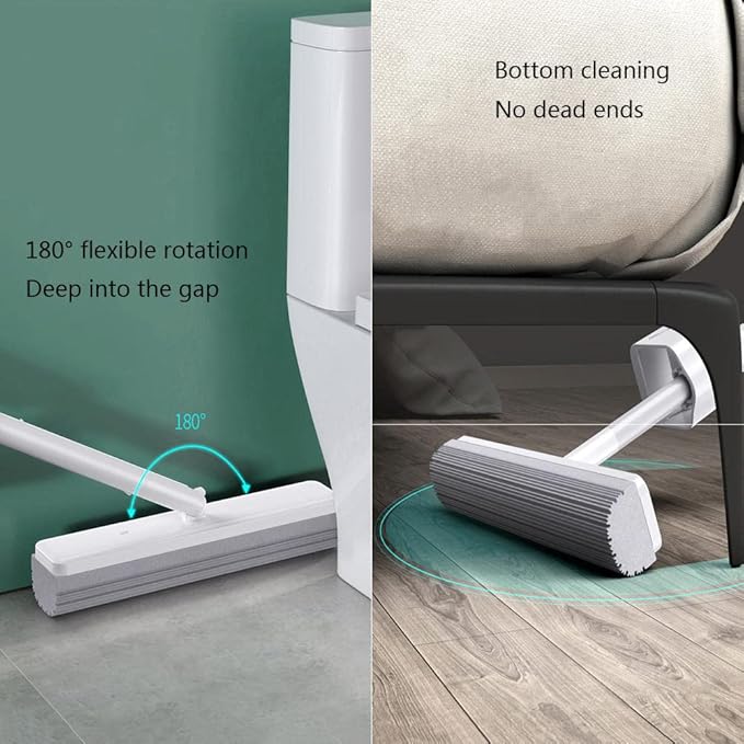 JINYISI Mop,Home PVA Sponge Mop,Easy Squeeze mop,Floor mop,mops for Floor Cleaning,Hardwood Floor mop,Mighty Thirsty mop,Super Absorbent, White