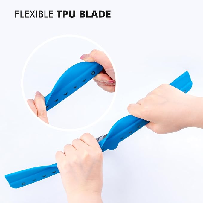 FOSHIO Window Squeegee with 18-Inch Large TPU Blade, All-Purpose Shower Squeegee for Glass Doors, Car Windows, Windshield, PPF Installation, Streak-Free Tile Wall Glass Cleaner Tool