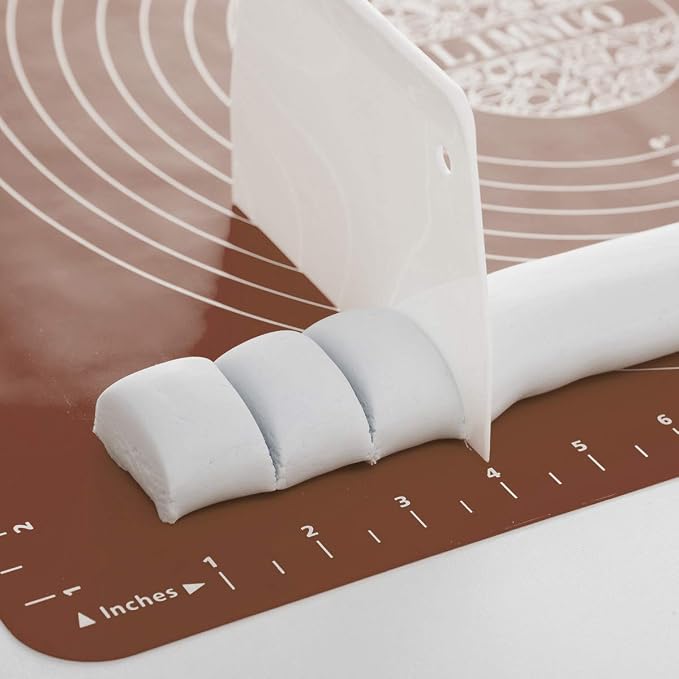 LIMNUO Silicone Baking Mat, Extra Thick Large Non Stick Pastry Mat Sheet for Dough Pie Crust Rolling Mats (Brown, L-16''(W)*24''(L))
