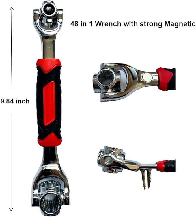 Universal Socket Wrench 48 in 1 Wrench Multifunction Wrench Tool with 360 Degree Rotating Head, Spanner Tool for Home and Car Repair