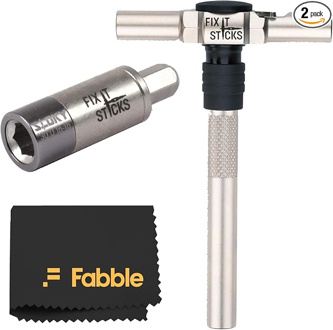 Fix It Sticks Set of 2 tools Bundle - Ratcheting T-Way Wrench & Torque Limiter 30 Inch-lb – Precision Set for Home and Professional Use – with microfiber cloth