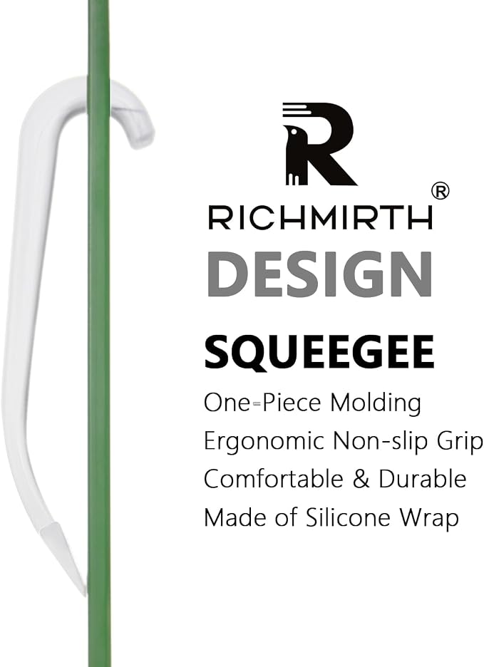 Shower Squeegee for Glass Doors – 10" Silicone Squeegee with Built-in Hook, One-Piece Seamless Design, Streak-Free & No-Scratch Window Cleaner for Bathroom, Mirrors & Tiles (White)