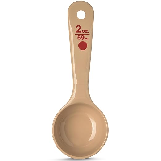 Carlisle FoodService Products CFS 432406 Solid Short Handle Portion Control Spoon, 2 oz, Beige (Pack of 12)