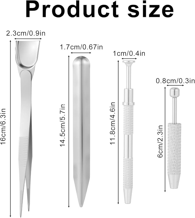 Gosknor 4pcs Cake Decorating Tools Set, Stainless Steel Bead Scoop Spatula Tweezers & 2 Icing Pens Professional Sprinkles Piercing Grabber Tools for Baking Cookies Cupcake Decoration (Silver)