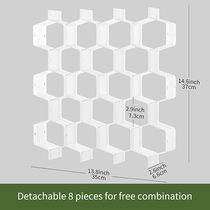 Honeycomb Separator Adjustable Drawer Organizer Divider for Underwear Belt-Scarf Socks Organizer (White(2pcs))