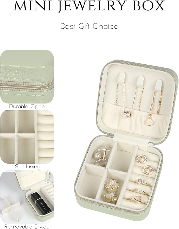 MFXIP Travel Jewelry Case Small Jewelry Box Jewelry Organizer Storage Case Portable PU Leather Mini Jewelry Travel Case for Girls Womens Earring, Necklace, Rings,Bracelets