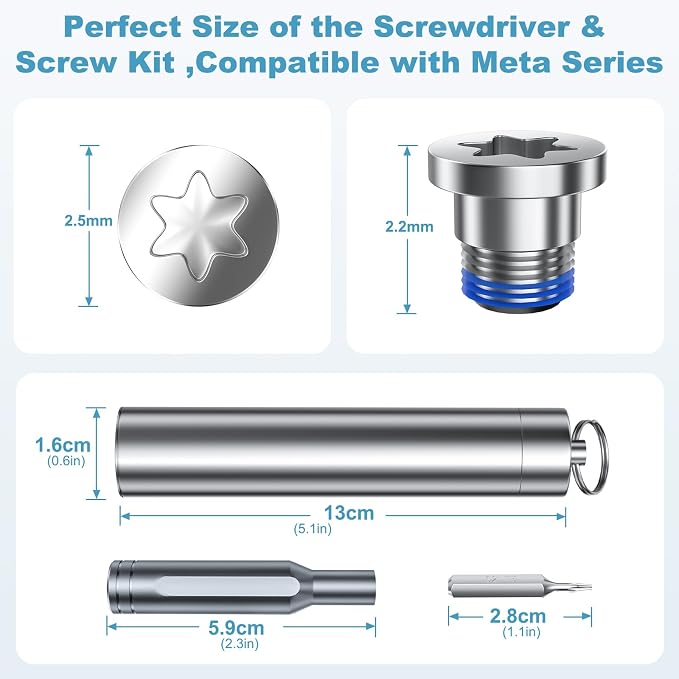 Glasses Screwdriver & Screw Repair Kit for Ray-Ban Meta Smart Eyeglass | For Ray Ban Screw Replacement Kit - for Meta Glasses Screw Replacement for HSTN Wayfarer Skyler Headliner Gen 1/2 & Oakley