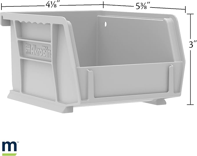 Akro-Mils 30210 AkroBins Plastic Storage Bins, Space-Saving Stackable Bins for Garage, Pantry, Craft Organization, 5" x 4" x 3", Blue,(Pack of 24)