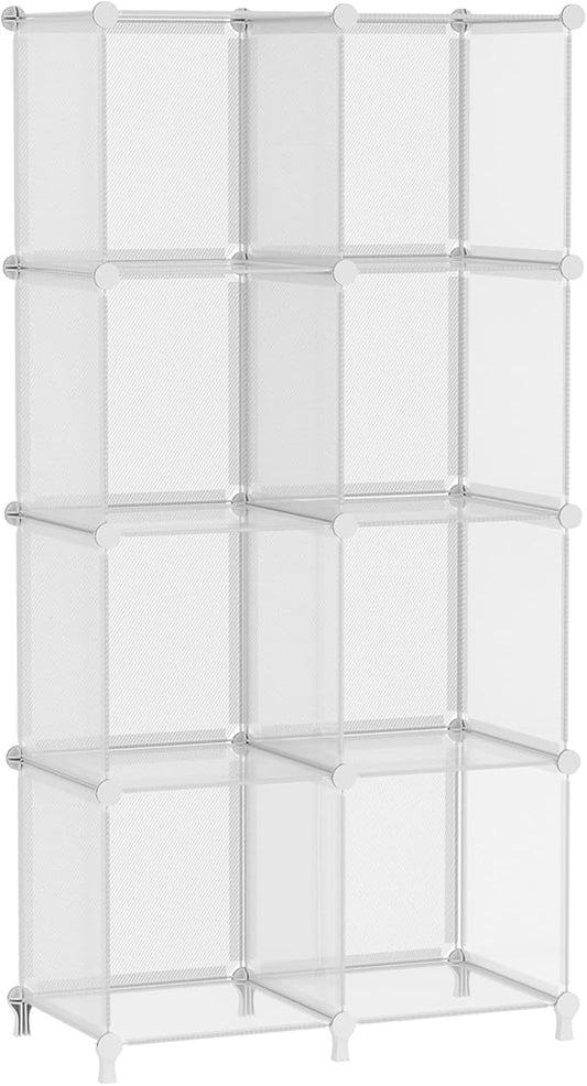 AWTATOS 8 Cube Storage Organizer, Closet Organizer Storage Shelf, Clear | DIY Stackable Storage Cubes Shelves for Closet, Bookcase Bookshelf, Plastic Shelving for Bedroom, Home Office