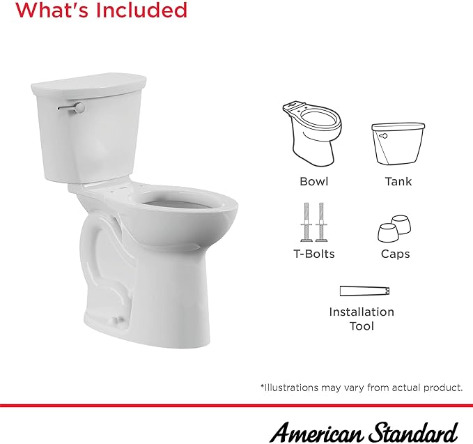 American Standard 215TA104.020 Cadet PRO Two-Piece Toilet, Seat not Included, Extra Tall Height, Left-Hand Trip Lever, 12-Inch Rough, Elongated Front, White, 1.28 GPF (Pack of 2)