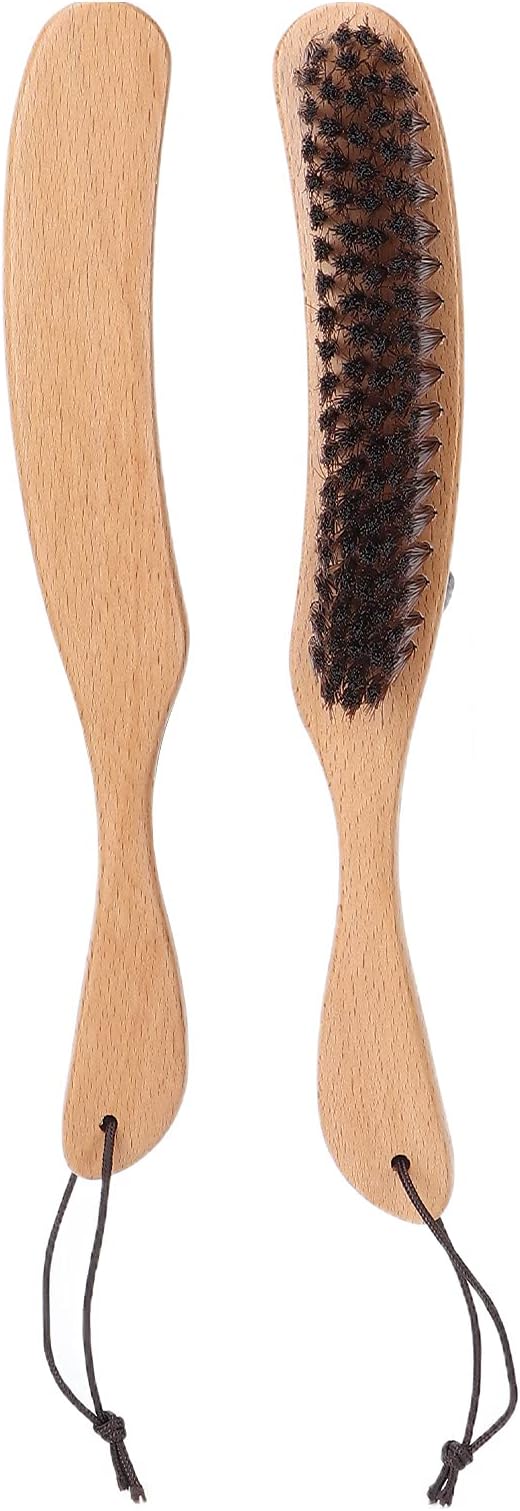Clothes Brush Garment Brush Lint Remover Brush with Genuine Soft Horsehair and Wooden Handle for Coat Men Suits Shoes Jacket Furniture Car Mat and Pet Hair