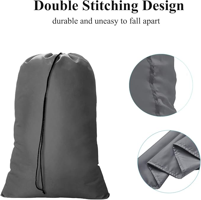 OTraki 2 Pack Laundry Bag Extra Large 28x45 Inch Drawstrings Laundry Hamper Liner Storage Bag XL Dirty Clothes Organizer Heavy Duty Laundry Bag Don't Drying, Melting 140-176℉ (Grey) | Drawstrings Laundry Hamper Liner Storage Bag XL Dirty Clothes Organi...