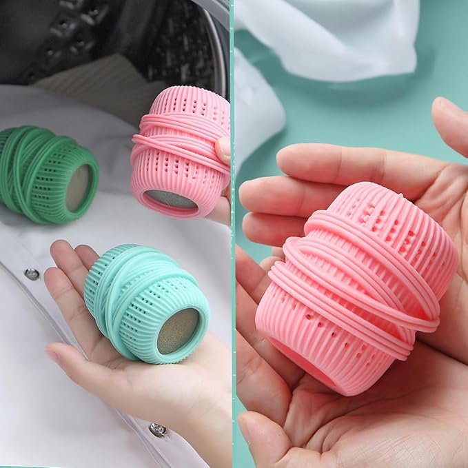 Reusable Fabric Softener Dispenser Balls Laundry Dryer Balls for Washing Sponge Household Substitute Cleaning Tool (Pink Green Blue)