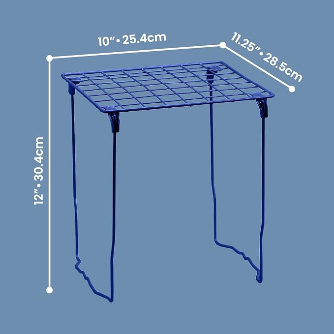LockerMate Stac-A-Shelf Locker Organizer Shelf, Stackable, Extra Tall, Fits Standard Size School Lockers, Blue
