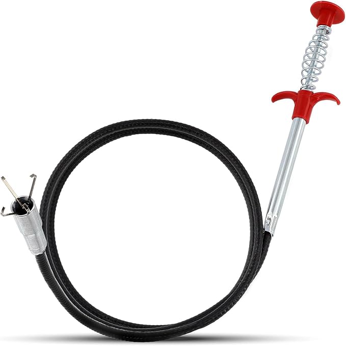 New Upgrade 76 inch Drain Snake Hair Drain Clog Remover Tool - Sink Drain Cleaner for Toilet Sewer Shower Kitchen Bathroom Tub Clogged Drains Opener Cleaning Tool, Flexible Grabber Claw Pick Up Tool