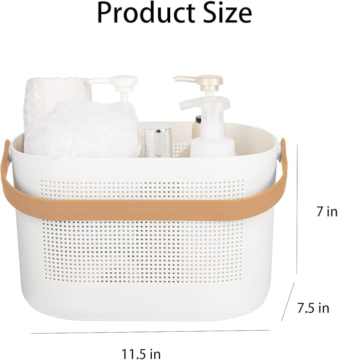 Plastic Protable Shower Caddy Basket, Storage Organizer, Yellow, 2 Pack | Bottom Drain Holes, Keep Dry, Sturdy and Durable, Easy to Carry for Bathroom, Kitchen, Dorm Room, RV, College