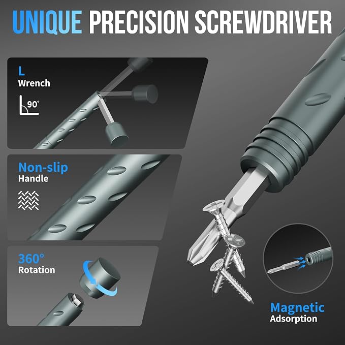 STREBITO Precision Screwdriver Set, 55 in 1 Electronics Repair Kit | Compact Magnetic Screwdriver Set with 2-in-1 Handle, Mini Wrenches, Pry Tools and 36 CRV Bits for Computer, Laptop, Eyeglass