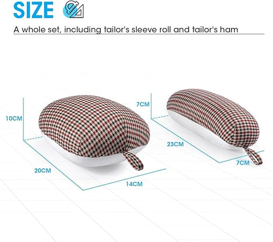 3 BUZZLETT Tailor’s Ham and Seam Roll Set – Premium Tailors Ham for Ironing – Professional Pressing Tools – Linen and Doll Cotton Press Ham for Ironing Smaller Curved Seam