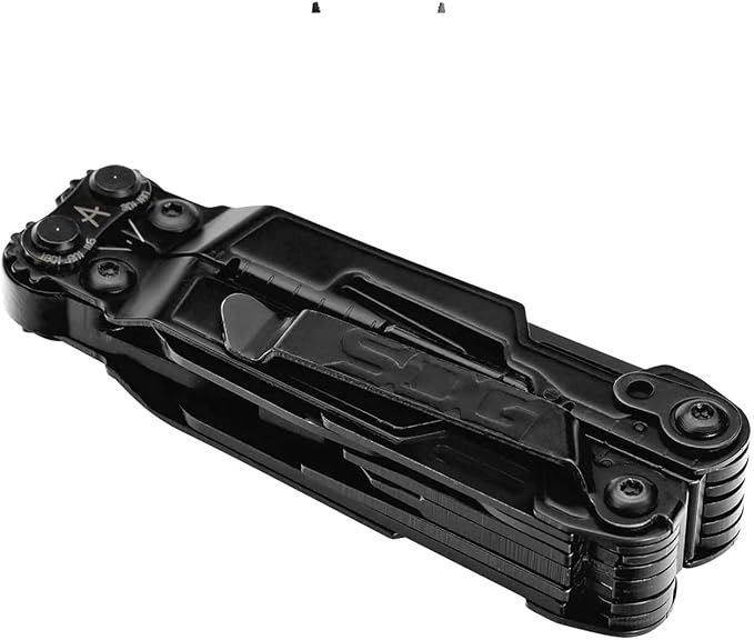 SOG PowerPint Mini Compact Stainless Steel Multi-Tool, 18 Lightweight Specialty Tools & SOG Multitool Pliers Pocket Knife, Black | 5 in Open and 3.25 in Closed, 4.2 Oz, Magnetic 1/4 in Hex Bit Holder, Black