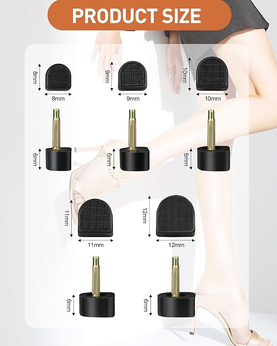 Heel Replacement Tips, 3 Colors to Choose, Durable Non-Slip High Heel Caps with Optional 6" Heel Pliers