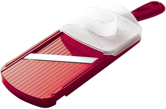 Kyocera Advanced Ceramic Double-edged Mandolin Slicer With Guard, Red | KYOCERA Double-Edged Mandoline Slicer: 3.5" Ceramic Blade for Fast, Two-Way 1.5mm Slicing with Safety Handguard Included