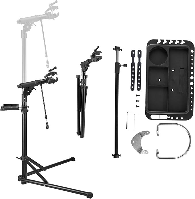 VEVOR Bike Repair Stand, 85 lb Heavy-duty Bicycle Work Stand with 40.7-64.1 in Adjustable Height & Magnetic Tool Tray, Foldable Bicycle Maintenance Rack, Shop Home Mechanics for Mountain & Road Bike