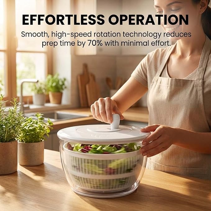 2026 Salad Spinner Vegetable Chopper, Multifunctional Vegetable Slicer & Food Shredder with 6 Blades, Manual Lettuce Dryer and Fruit Washer, Kitchen Prep Gadget for Salad, Fruits and Vegetables