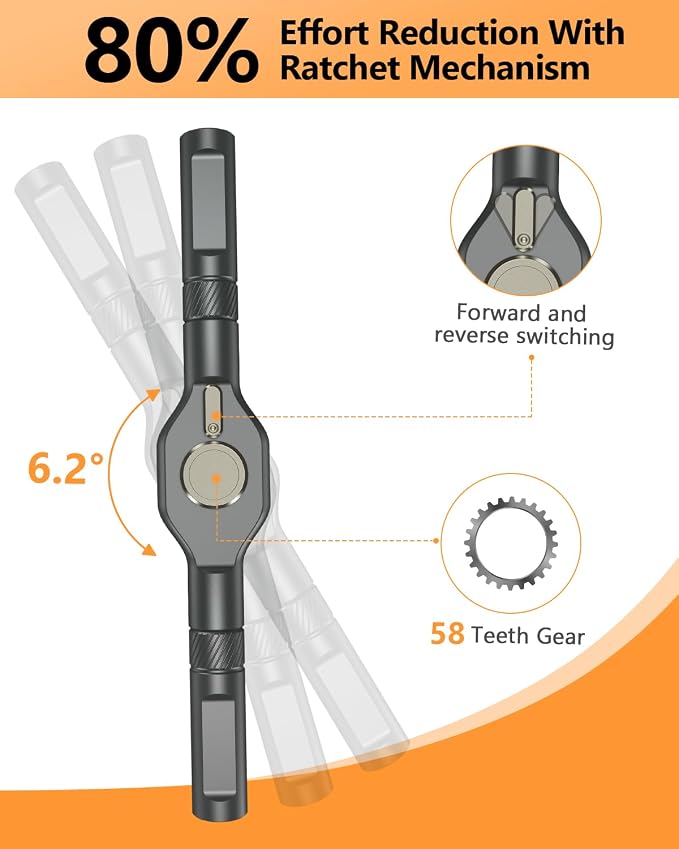 ORIA Ratchet Screwdriver Set, 42 in 1 Magnetic Screwdriver Kit with T Handle, Repair Tool Kit with 40 PCS Precision Bits, Portable Storage Case for Home Appliances, Bicycle, DIY