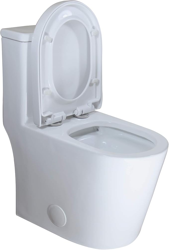 WinZo WZ5089 Compact Round One Piece Toilet 23" Depth,Dual Flush For Small Modern Bathroom 12" Rough-in White