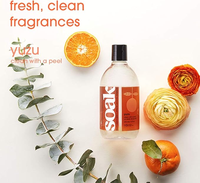 Soak Laundry Soap – No Rinse, Plant Derived Hand Wash Detergent - 375 ml / 12 fl. oz, 75+ Washes (Yuzu)