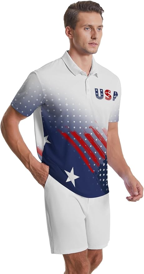 Polo Shirts for Men Moisture Wicking Mens Polo Shirts Patriotic Shirts for Men