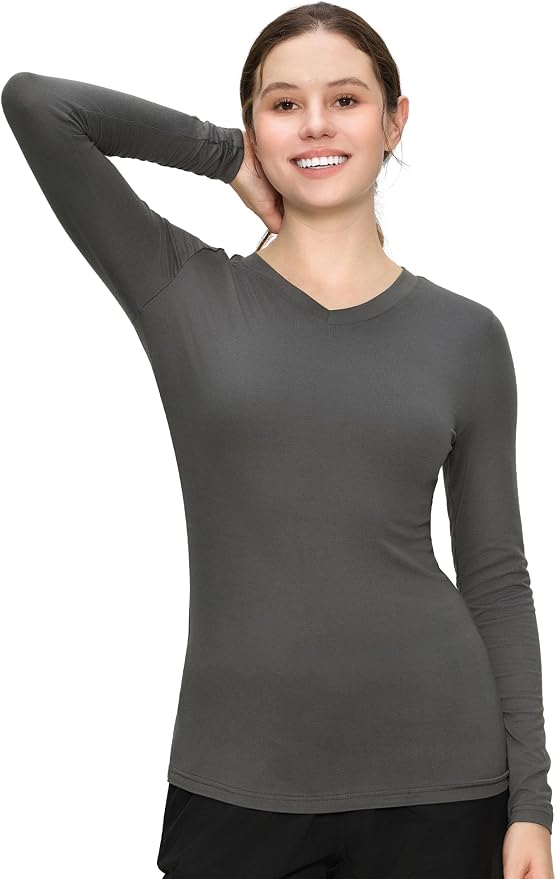 COZYFIT Women’s Underscrub Tee, V-Neck Long Sleeve Undershirt | Soft & Easy Care Fabric, Slim Fit, Smooth Touch, Comfort V-Neck Tee, Machine Wash, Multiple Sizes for Choose
