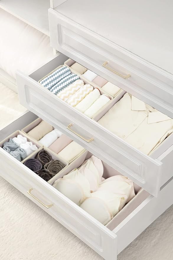 Fordonral 12 Pack Drawer Organizer Clothes, Foldable Fabric Dresser Organizer Closet Organizers and Storage Box for Underwear,Folded Clothes,Baby Clothing,Socks,Bra,Towels,Ties(12 Pack,Pink)
