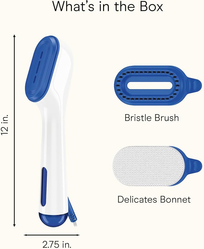 Conair Clothes Steamer, 2-in-1 Travel Steamer & Iron, Anti-Drip, White/Blue | Portable handheld garment steamer for clothes w/ iron, quickly removes wrinkles, dual voltage 120-240V & heats in 75 seconds