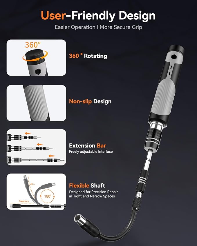 166 in 1 Precision Screwdriver Set: Magnetic Electronics Repair Kit with Extension Rod & Pry Tools, Professional Computer Tool Kit for iPhone, Laptop, PC, MacBook, PS5, Xbox, Watch, Camera, Glasses