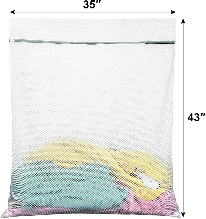 Vivifying Mesh Laundry Bags, 2 Pack XXXL Extra Large Honeycomb Laundry Bags with Zipper for Washing Machine, Coats, Stuffed Toys, Blanket, Sweater, Delicates Clothes