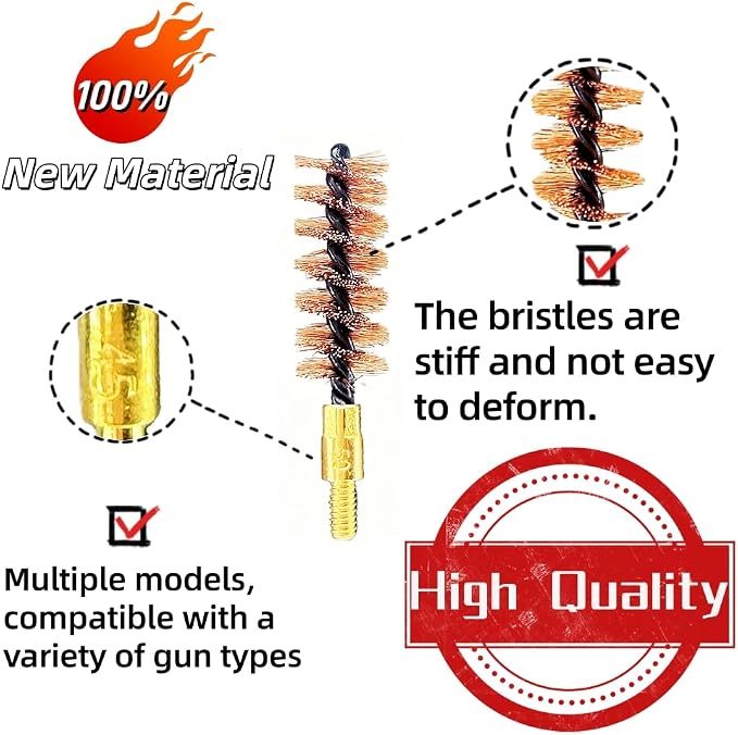 Universal Gun Cleaning Kit Accessories for Handgun & Shotgun – Multi-Caliber Brushes, Mops & Jags