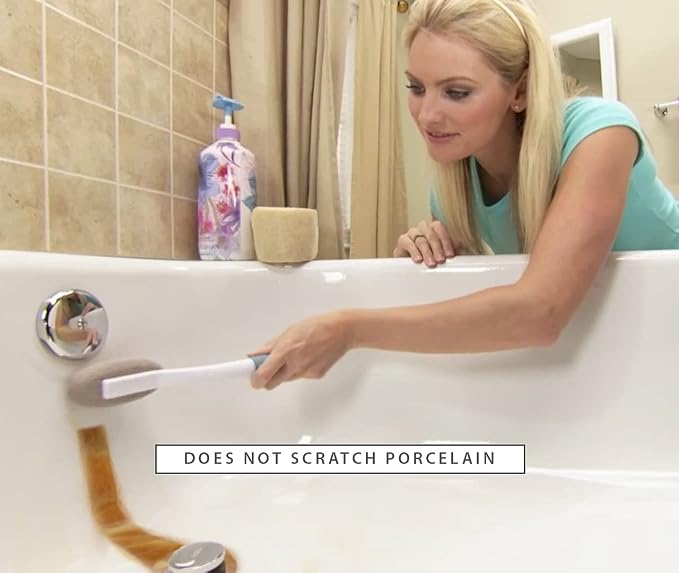 Molly's Marvelous Power Pumice – Toilet Ring & Hard Water Stain Remover, Extra-Long Handle, Chemical-Free Cleaning for Bathroom Surfaces
