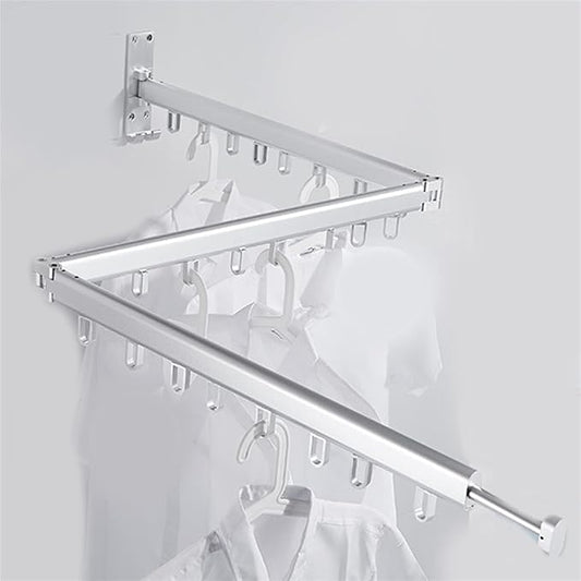 Pull Out Clothes Hanger Rail Rack - Clothes Airer - Clothes Drying Rack Wall Mounted with Space Saver Hangers Design Universal Folding Retractable for Balcony,Silver-180cm